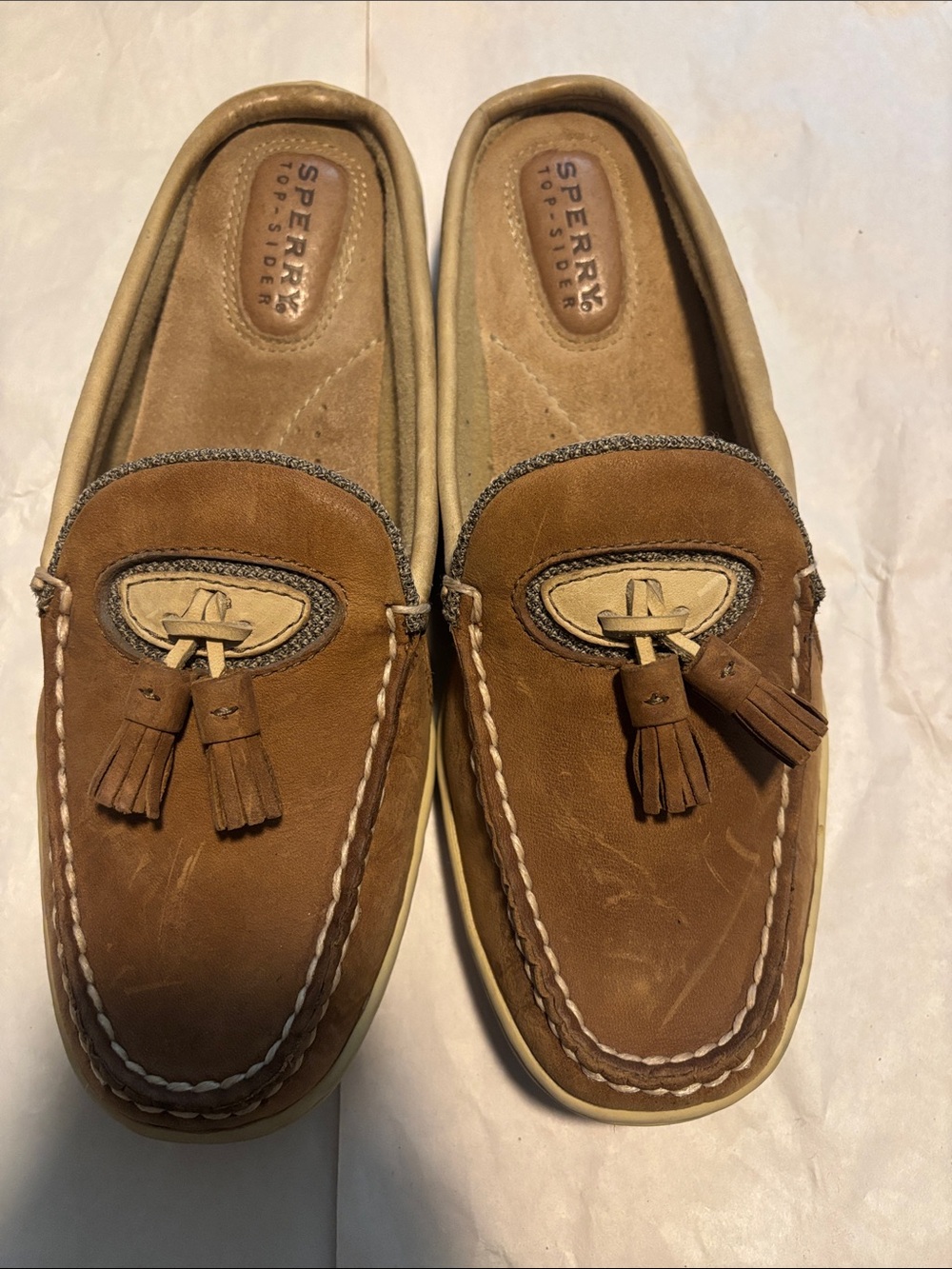 Sperry Tan Leather Tassel Boat Shoes